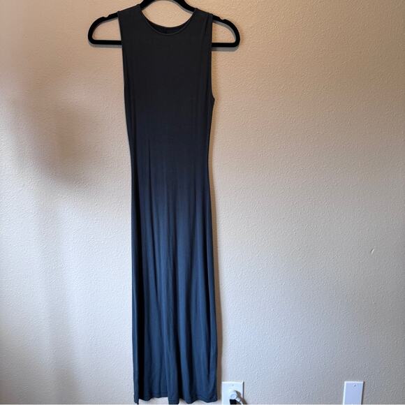Quince Tencel Carbon Grey Jersey Maxi Dress Womens M NWOT Casual Basic Closet - Picture 2 of 10